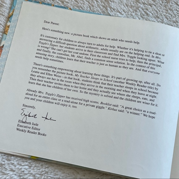 Mrs. Toggles Zipper by Robin Pulver 1990 1st Edition Hardcover R.W. Alley Vtg - Picture 2 of 9